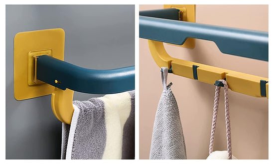 Double Layer Plastic Towel Rack with Hooks